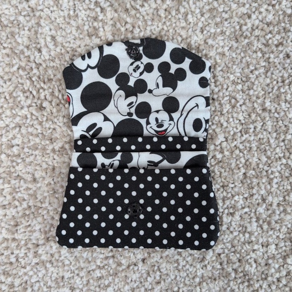 Handmade Pocket Wallet Credit Card Holder Black Polka Dot Mickey Mouse - Picture 3 of 6